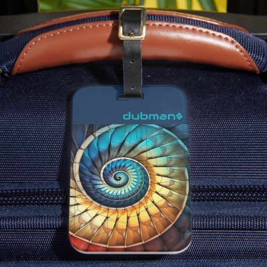 Dubman Does Design: Glowing Fibonacci Spectrum Bagagelabel (Voorkant Insitu 2)