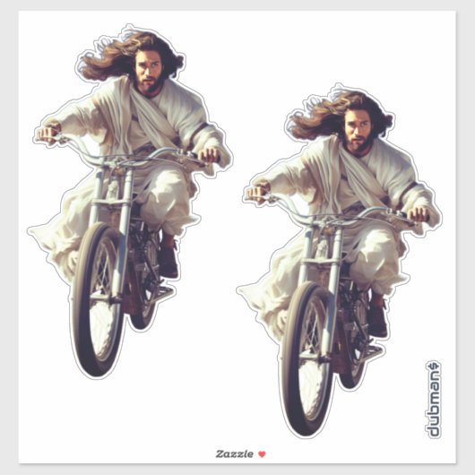 Dubman Does Design: Jezus op wielen, door de hemel Sticker (Vel)