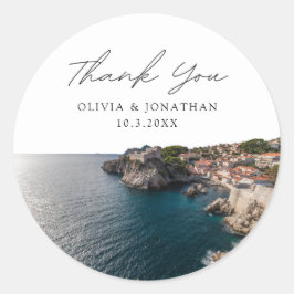 Dubrovnik bruiloft gunst foto dank u ronde sticker