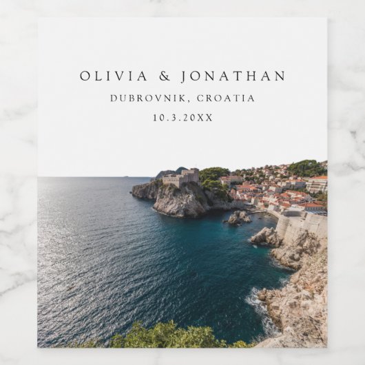 Dubrovnik Bruiloft Wijn Etiket (Enkel label)
