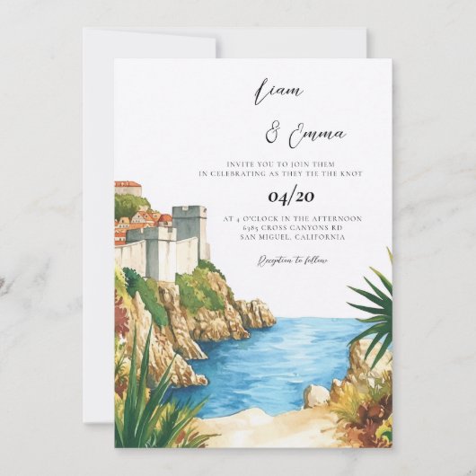 Dubrovnik Croatia Wedding Invitation Kaart (Voorkant)