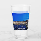 Dubrovnik haven en muren verlicht 's nachts glas (Achterkant)