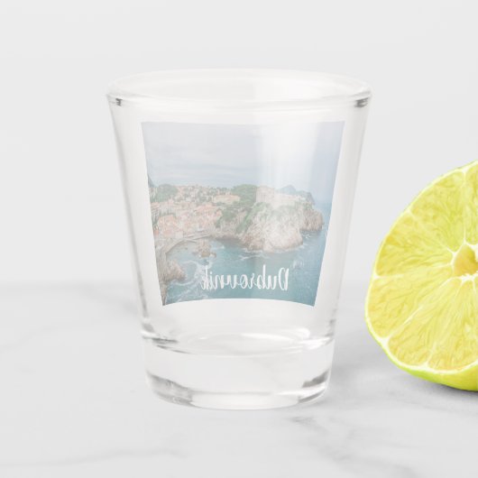 Dubrovnik haven en stadscentrum shot glas (Achterkant)