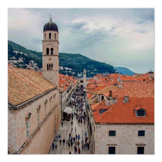 Dubrovnik hoofdstraat, Kroatië Perfect Poster (Voorkant)