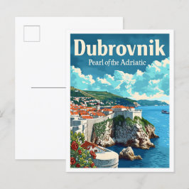 Dubrovnik Kroatië Artistieke Reis Illustratie Briefkaart