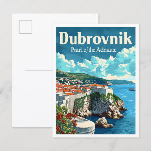 Dubrovnik Kroatië Artistieke Reis Illustratie Briefkaart