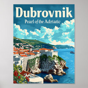 Dubrovnik Kroatië Artistieke Reis Illustratie Poster