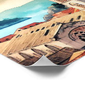 Dubrovnik Kroatië Bell Tower waterverf Poster (Hoek)