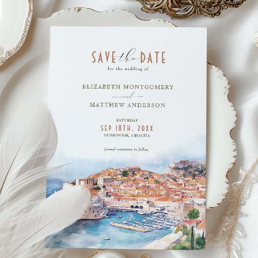 Dubrovnik Kroatië Bewaar de datum Bestemming Kaart