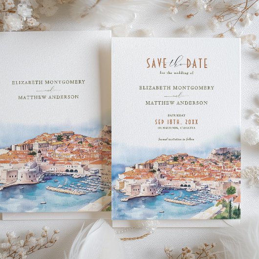 Dubrovnik Kroatië Bewaar de datum Bestemming Kaart