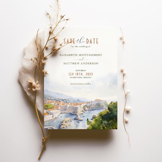 Dubrovnik Kroatië Bewaar de datum Bestemming Kaart