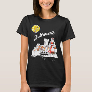 Dubrovnik Kroatië Fort Overhemd Wit Rood Reizen T-shirt