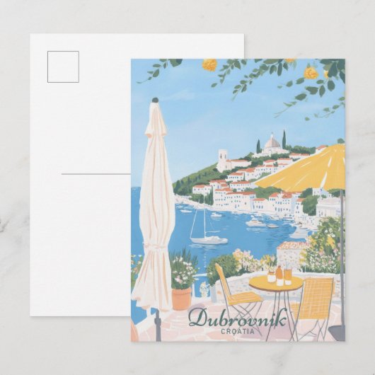 Dubrovnik Kroatië Gouache Illustratie Reizen Briefkaart (Voorkant / Achterkant)