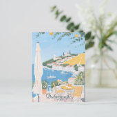 Dubrovnik Kroatië Gouache Illustratie Reizen Briefkaart (Staand voorkant)
