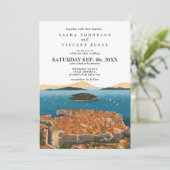 Dubrovnik Kroatië Huwelijksuitnodiging Retro Kaart (Staand voorkant)