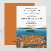 Dubrovnik Kroatië Huwelijksuitnodiging Retro Kaart (Voorkant / Achterkant)