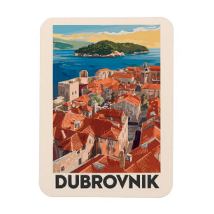 Dubrovnik Kroatië Illustratie Reizen Art Vintage Magneet