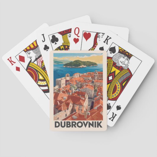 Dubrovnik Kroatië Illustratie Reizen Art Vintage Pokerkaarten (Achterkant)