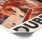 Dubrovnik Kroatië Illustratie Reizen Art Vintage Poster (Hoek)