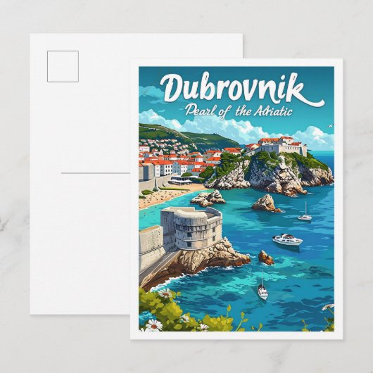 Dubrovnik Kroatië kunst reisillustratie Briefkaart (Voorkant / Achterkant)