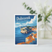 Dubrovnik Kroatië Kunst Reizen Plaats Illustratie Briefkaart (Staand voorkant)