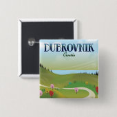 dubrovnik kroatië landschapsposter. vierkante button 5,1 cm (Voorkant /achterkant)