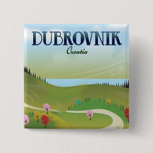dubrovnik kroatië landschapsposter. vierkante button 5,1 cm (Voorkant)