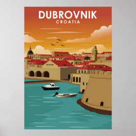 Dubrovnik Kroatië — Minimale reisillustratie Poster