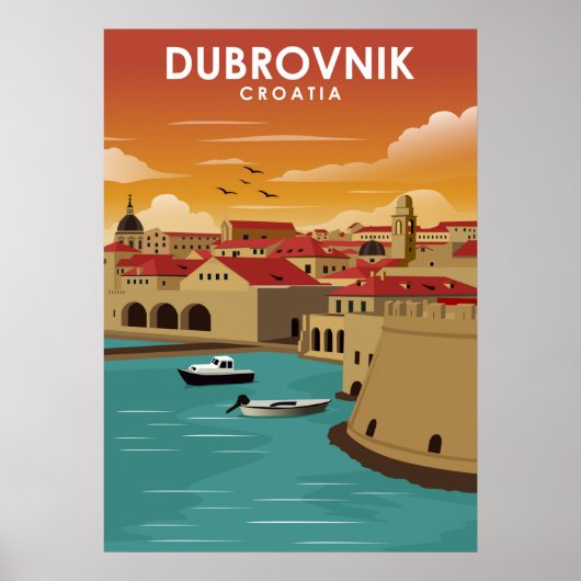 Dubrovnik Kroatië — Minimale reisillustratie Poster (Voorkant)