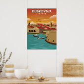 Dubrovnik Kroatië — Minimale reisillustratie Poster (Keuken)