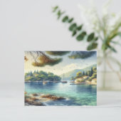 Dubrovnik Kroatië Mljet eiland waterverf Feestdagenkaart (Staand voorkant)