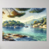 Dubrovnik Kroatië Mljet eiland waterverf Poster (Voorkant)