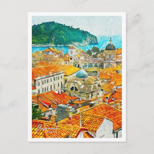 Dubrovnik Kroatië Mooi olieverflandschap Briefkaart (Voorkant)