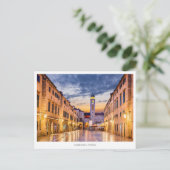 Dubrovnik, Kroatië, nacht afbeelding met Stradum Feestdagenkaart (Staand voorkant)