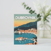 Dubrovnik Kroatië Nostalgische Reis Kunst Poster Briefkaart (Staand voorkant)