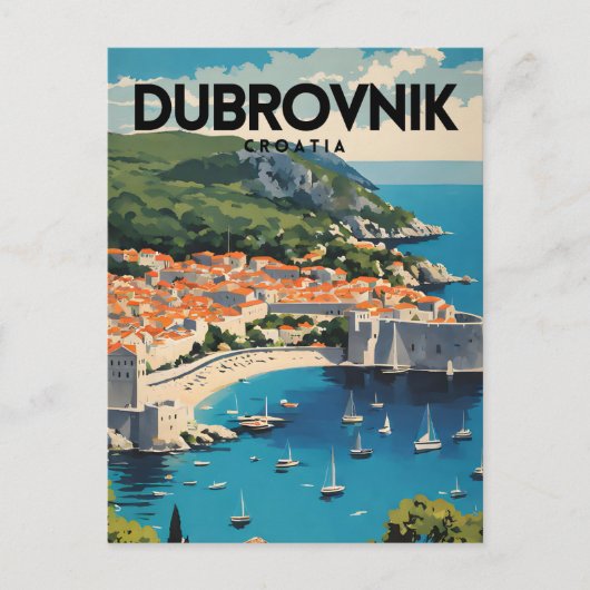 Dubrovnik Kroatië Nostalgische vintage reizen Briefkaart (Voorkant)