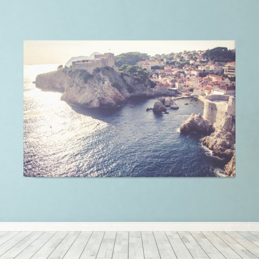 Dubrovnik Kroatië op Sunset 60x38 Large Canvas (Insitu (Houten vloer))