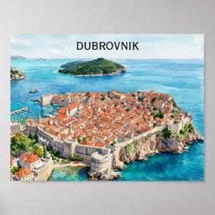 Dubrovnik Kroatië Oude Stad Adriatische Kust Stads Poster