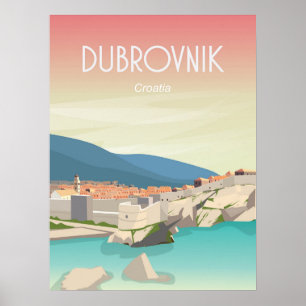 Dubrovnik Kroatië: reisposter dubrovnik oude stad Poster