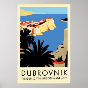 Dubrovnik Kroatië Reisposter Vintage Adriatische Poster