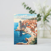Dubrovnik Kroatië Reizen Kunst Vintage Briefkaart (Staand voorkant)