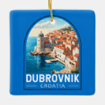 Dubrovnik Kroatië Reizen Kunst Vintage Keramisch Ornament<br><div class="desc">Dubrovnik Kroatië retro reisontwerp. Het staat bekend om zijn karakteristieke oude binnenstad,  omgeven door enorme stenen muren die in de 16e eeuw werden voltooid.</div>