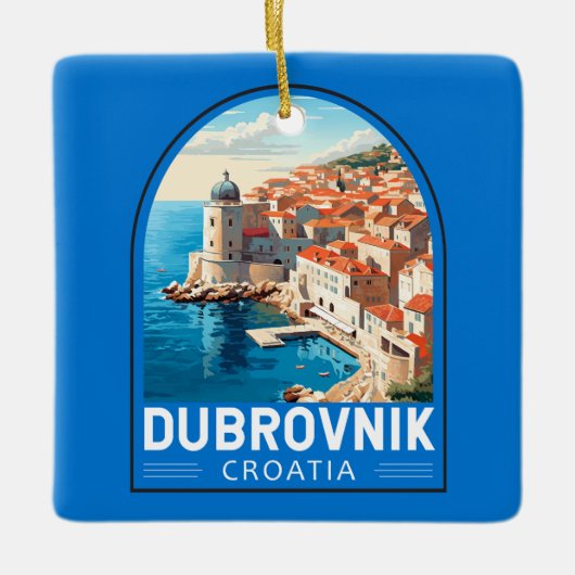 Dubrovnik Kroatië Reizen Kunst Vintage Keramisch Ornament (Voorkant)