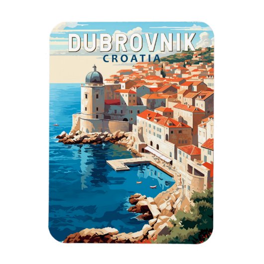 Dubrovnik Kroatië Reizen Kunst Vintage Magneet (Verticaal)