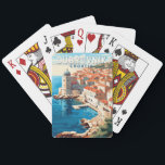 Dubrovnik Kroatië Reizen Kunst Vintage Pokerkaarten<br><div class="desc">Dubrovnik Kroatië retro reisontwerp. Het staat bekend om zijn karakteristieke oude binnenstad,  omgeven door enorme stenen muren die in de 16e eeuw werden voltooid.</div>
