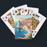 Dubrovnik Kroatië Reizen Kunst Vintage Pokerkaarten<br><div class="desc">Dubrovnik Kroatië retro reisontwerp. Het staat bekend om zijn karakteristieke oude binnenstad,  omgeven door enorme stenen muren die in de 16e eeuw werden voltooid.</div>