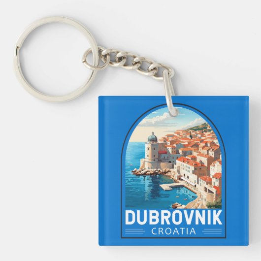 Dubrovnik Kroatië Reizen Kunst Vintage Sleutelhanger (Voorkant)