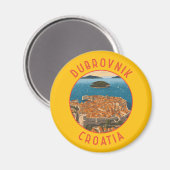 Dubrovnik Kroatië Retro Distressed Circle Magneet (Voorkant / Achterkant)