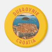 Dubrovnik Kroatië Retro Distressed Circle Magneet (Voorkant)