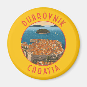 Dubrovnik Kroatië Retro Distressed Circle Magneet